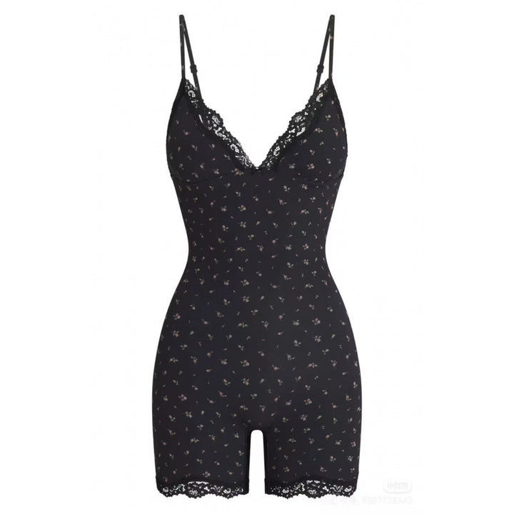 Dame Floral Spids Besætning Bodysuit Stilla