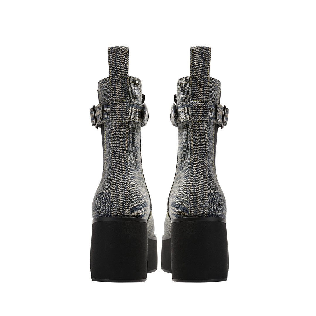 Femme Chunky Heel Ankle Boots med dekorativt spænde-detalje Stilla