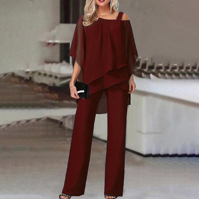 Dame Stilig Sæt med asymmetrisk snit og oversized Top Stilla