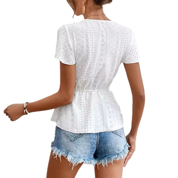 Dame top med spidsbesætning og peplum Stilla