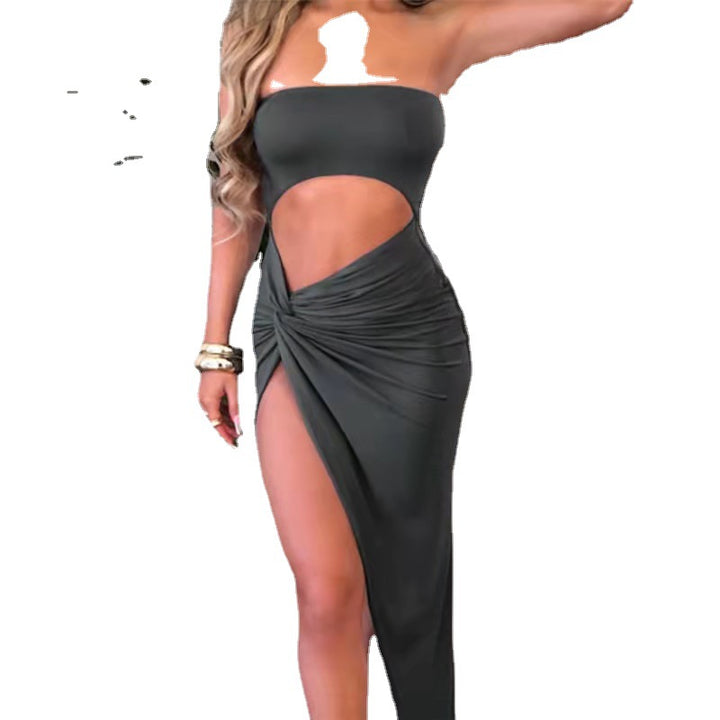 Dame strapless Maxi-kjole med cut-outs og asymmetrisk split Stilla