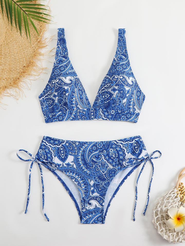 Dame bikini-sæt med moderne paisley-design og behagelig high-waist snit Stilla