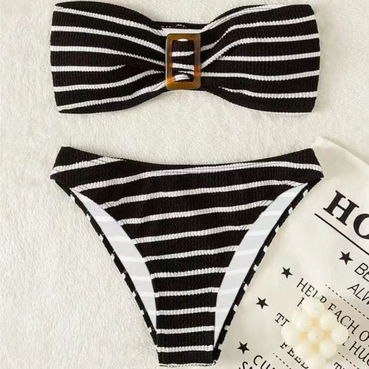 Dame bandeau bikini med fashionable bælte detaljer Stilla