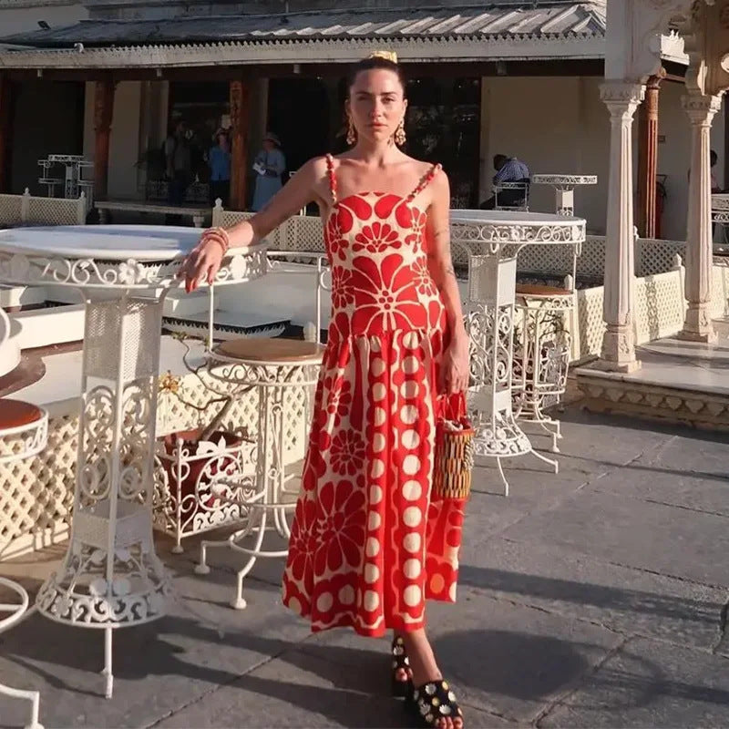 Femme Fritid Floral Tryk A-Linje Kjole Stilla