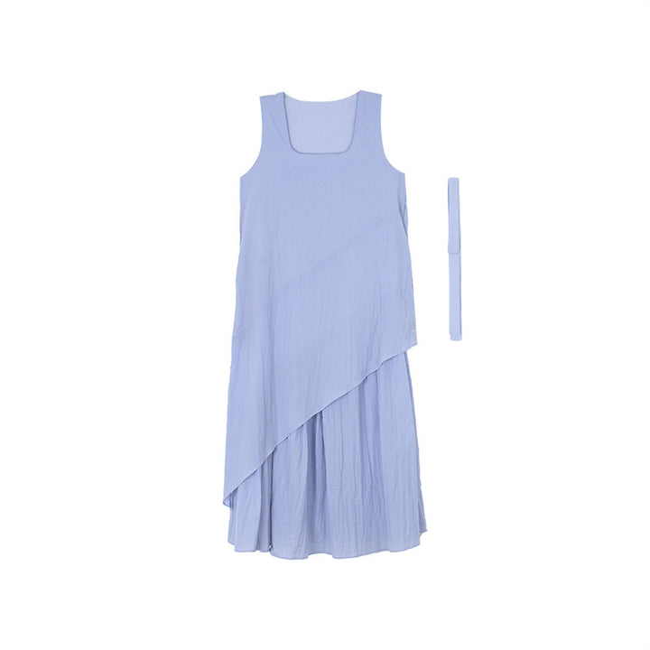 Dame Maxikjole med asymmetrisk snit og elegant drapering Stilla