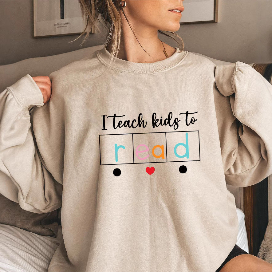 Kvinders sweatshirt med kreativt undervisningsmotiv Stilla