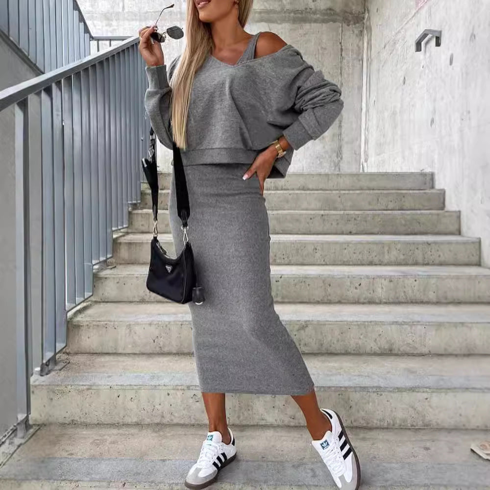 Dame afslappet sweatshirts og midi-nederdel sæt Stilla