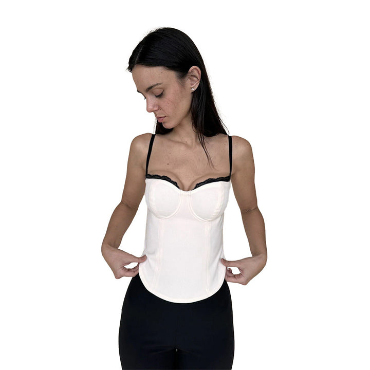 Dame Struktureret Spidsed Korsetbluse Stilla