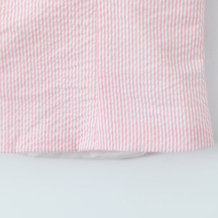 Dame bomuldsblanding crop-top med dekorerede stropper og sart spids kant Stilla