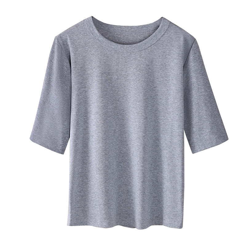 Dame Basic T-Shirt med blød bomuldsblanding og kropsnær pasform Stilla