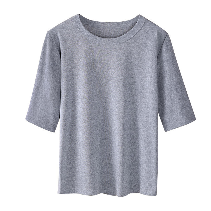 Dame Basic T-Shirt med blød bomuldsblanding og kropsnær pasform Stilla