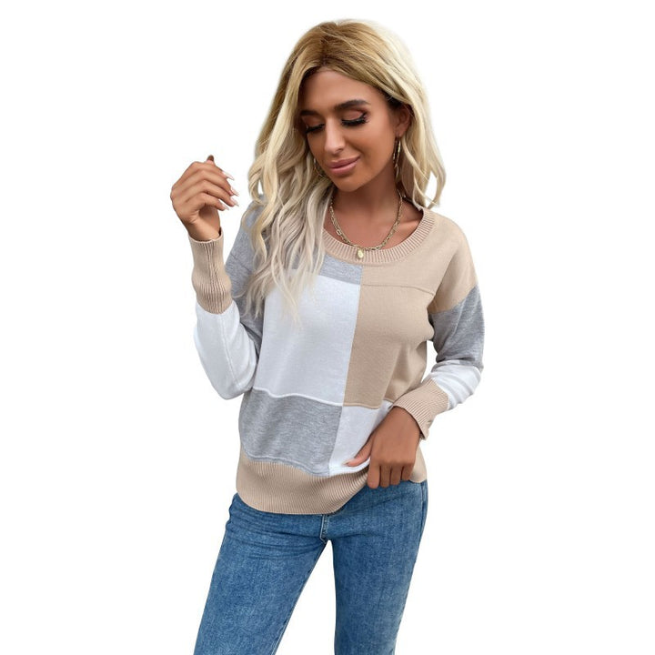 Dame Mønstrede Sweatpullover med Farveblokdesign og Rundhalsudskæring Stilla