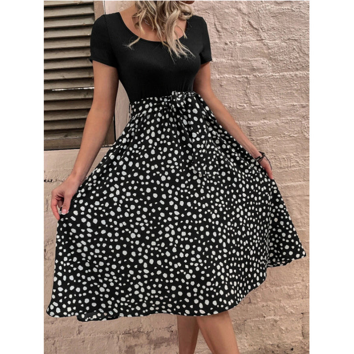 Dame Polka Dot A-Linie Kjole med figursyet Overdel Stilla