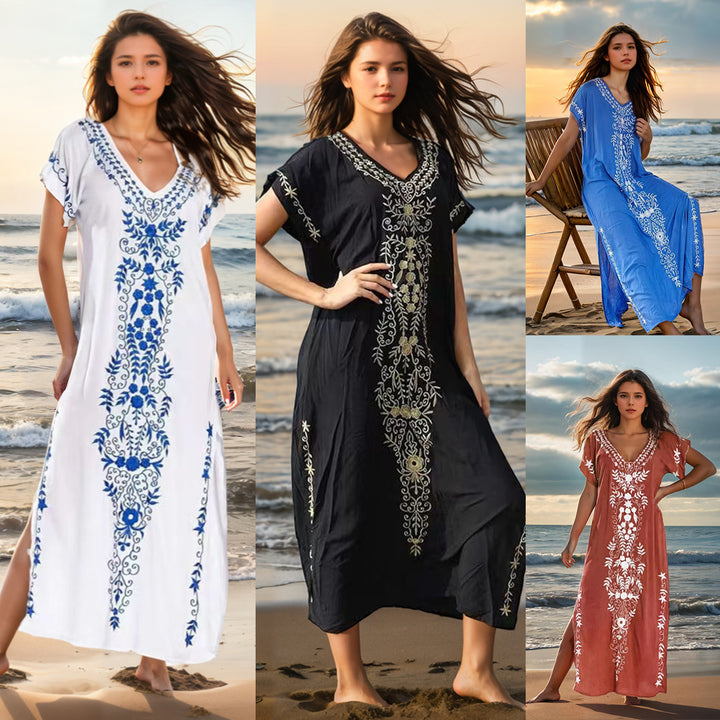 Dame elegant Strandcover med filigran broderidesign Skovae
