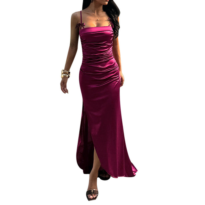 Dames Elegant Maxi Kjole med Sofistikerede Samlingselementer Stilla