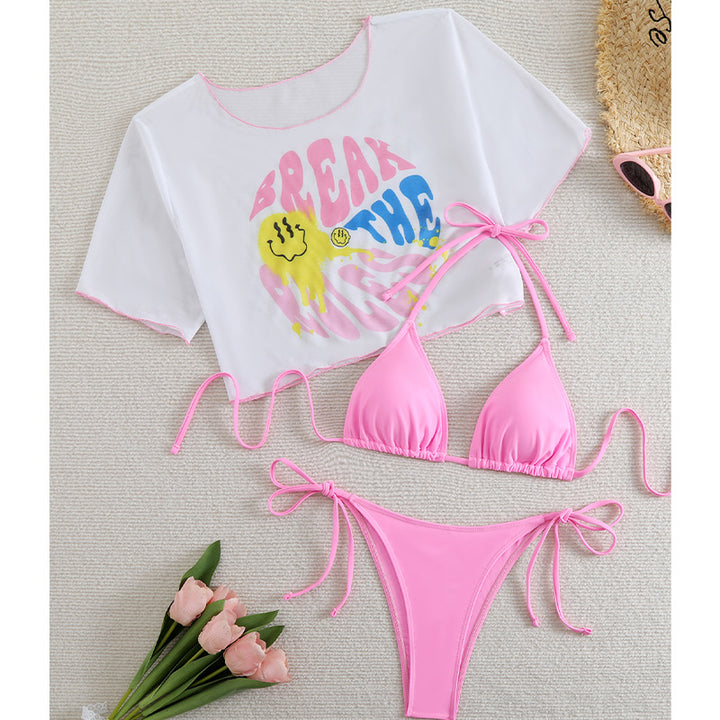 Femme Grafiktryk Bikini-sæt med gennemsigtig dækning Stilla