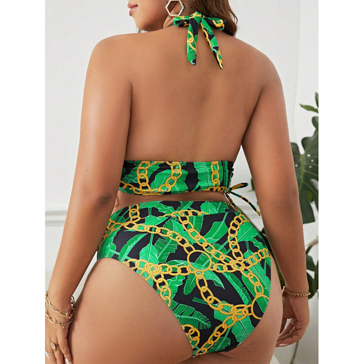 Dame triangel-bikini med moderigtigt kædedesign og sidelæggede draperinger