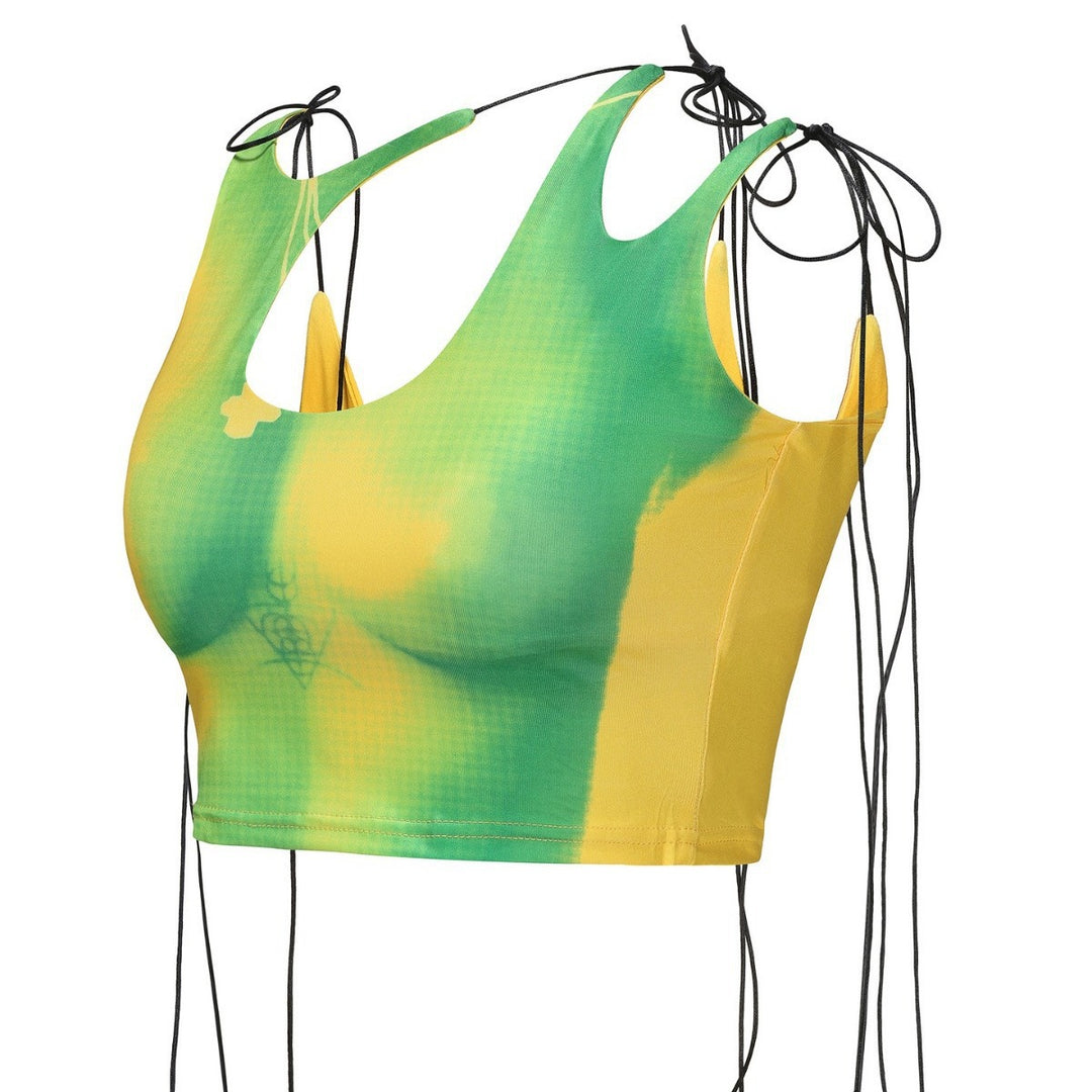 Dame Crop-Top med asymmetrisk udskæring og justerbare stropper Skovae
