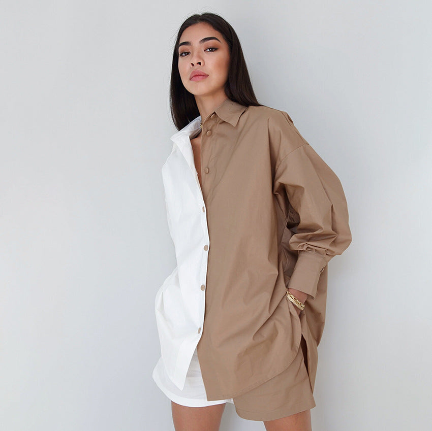 Dame Oversized Skjorte med asymmetrisk Snit og moderne Knapdetaljer Stilla