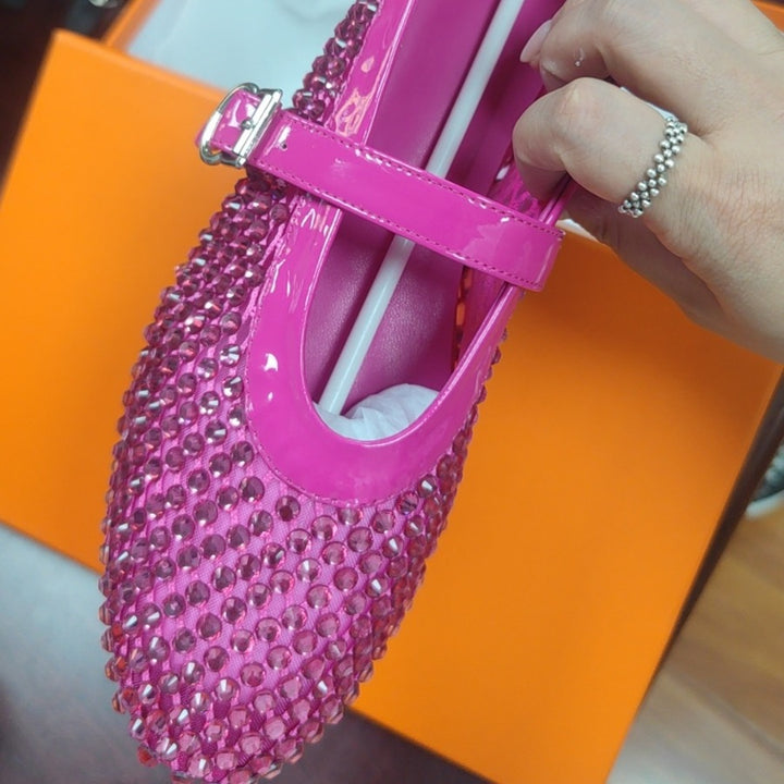 Femme Strass-besmykkede Mary Jane Flats Stilla
