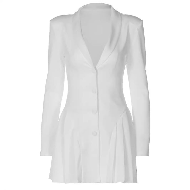 Dame blazer-kjole med asymmetrisk kant og elegant krave Stilla