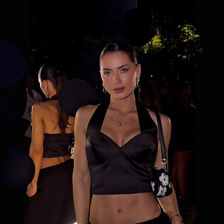Damer Stilet Cropped Top med Halterhals og Bøjler Skovae