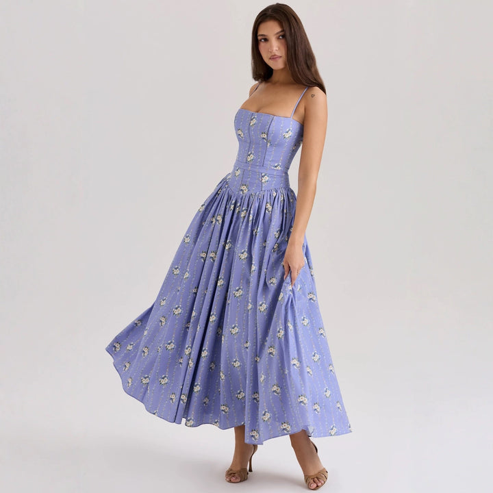 Damer Elegant Maxi Kjole med Blomster Accenter