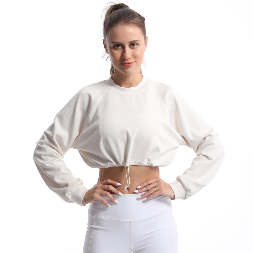 Dame sportslig crop-pullover med justerbar søm og lange ærmer Stilla