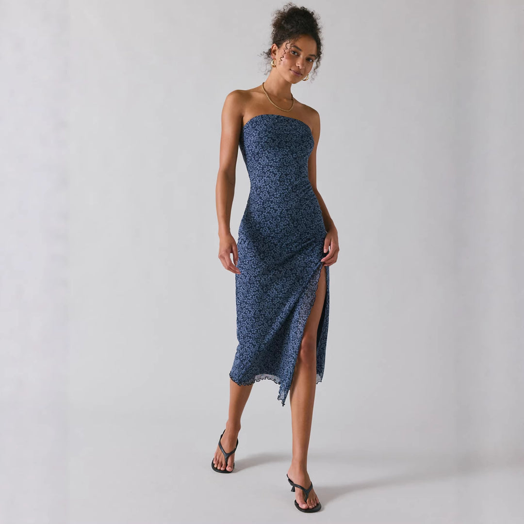 Damer Elegante Bandeau-kjole med blomsterdesign og asymmetrisk snit Skovae