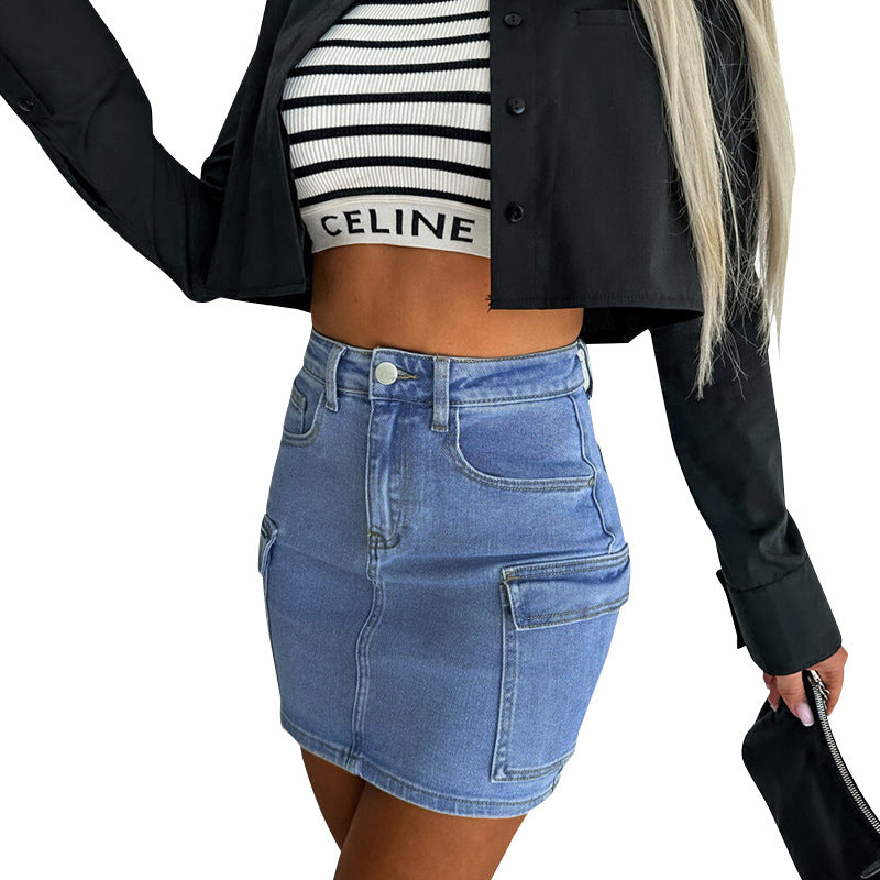 damer denim nederdel med afslappet cargo-stil og praktiske lommer Stilla