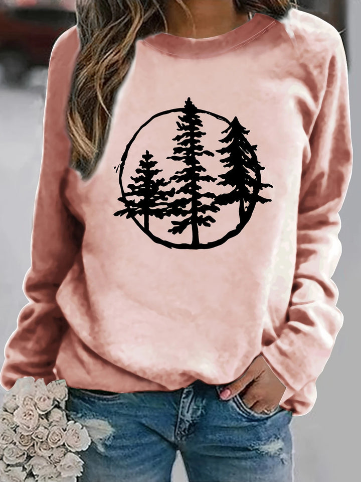Kvinders sweatshirt med sejt naturmotiv og afslappet pasform Stilla