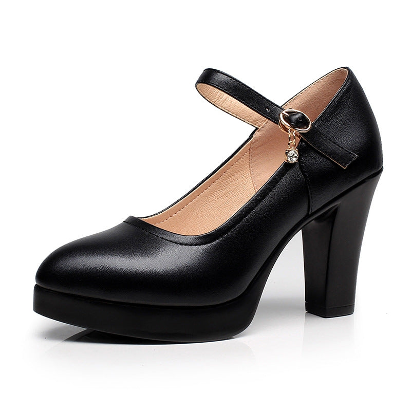 Femme Elegante Chunky-hæls-Mary-Jane-pumps med dekorativ rem Stilla