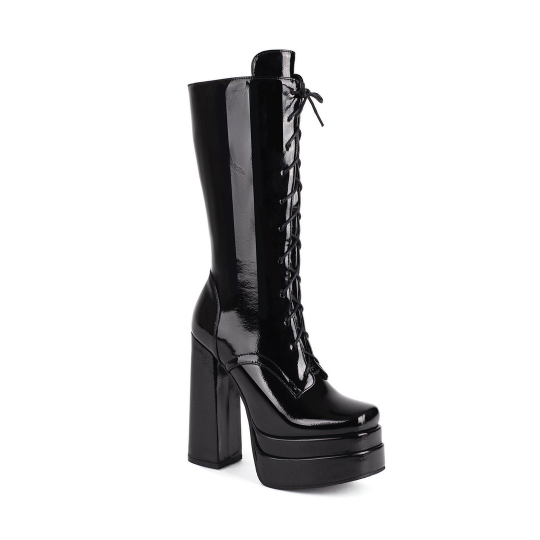 Femme High-Platform Snørestøvler knæhøje Stilla