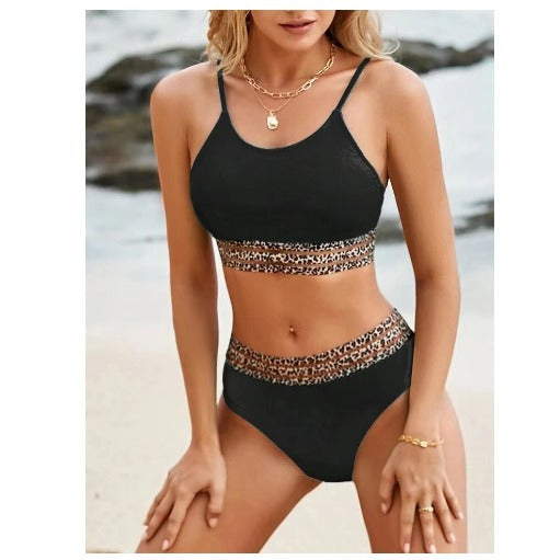 Dame Højtaljede Bikini-sæt med stilfulde Leopardstriber Stilla
