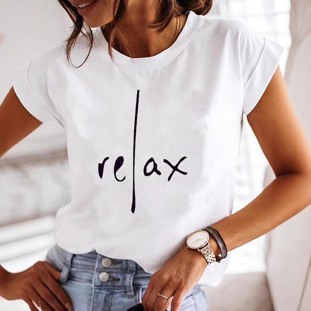 Damer Grafik Afslapnings-T-Shirt Stilla