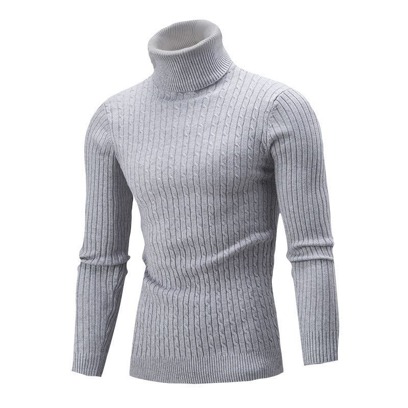 Herre elegant rullekravepullover med struktureret ribdesign og tætsiddende pasform Stilla