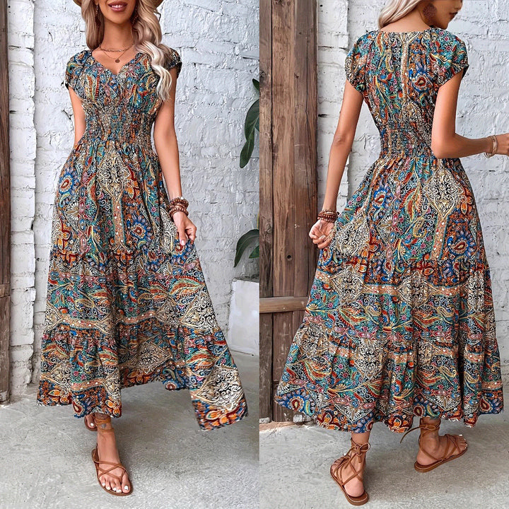 Kvinder Bohemian Paisley Tryk Maxi Kjole Stilla