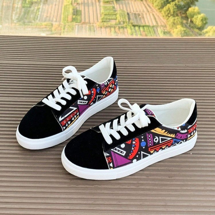 Damer fashionable sneakers med farverigt mønstertryk og blød sål Stilla