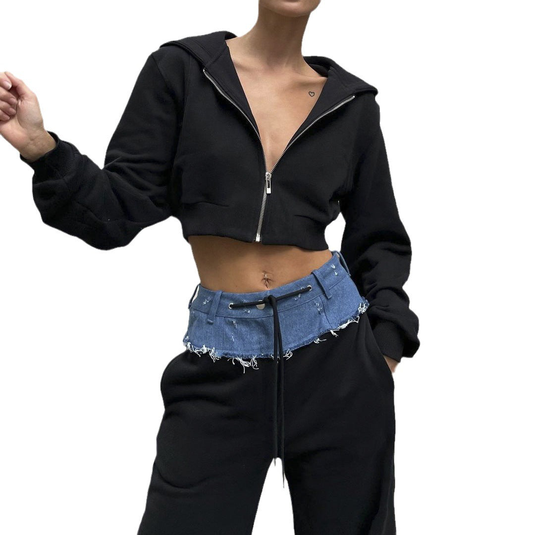 Dame urban cropped sweat jacket sæt med casual talje Stilla