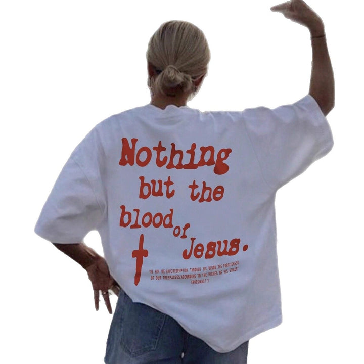 Dame Oversized T-shirt med kreativ tekst og afslappet snit Skovae