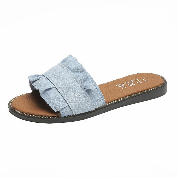 Dame komfortable sandaler med voluminøse flæser og blødt fodseng Stilla