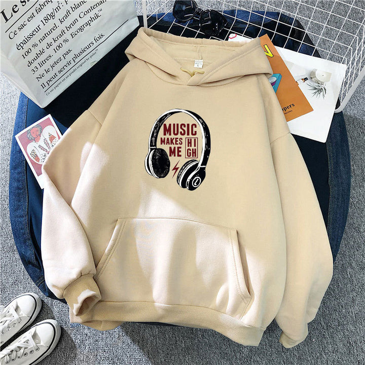 Kvinders hoodie med kreativ musikdesign Skovae