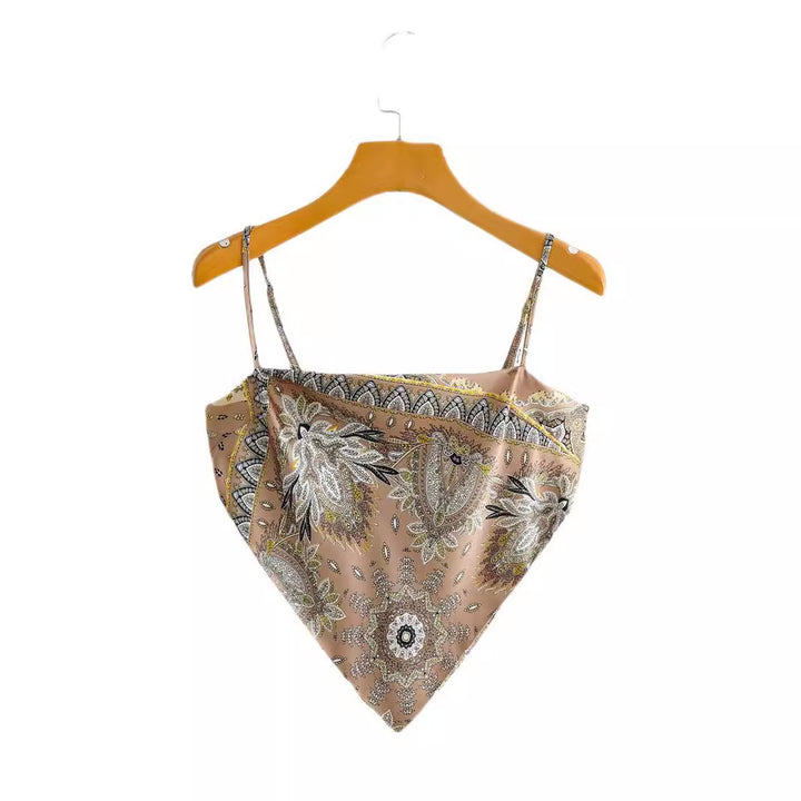 Dame Bandeau Top med legende vintage-tryk Stilla
