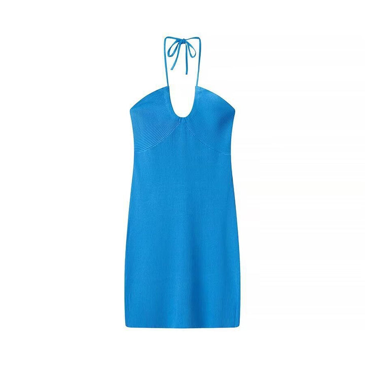 Dame Halterneck Strikket Mini Kjole Stilla