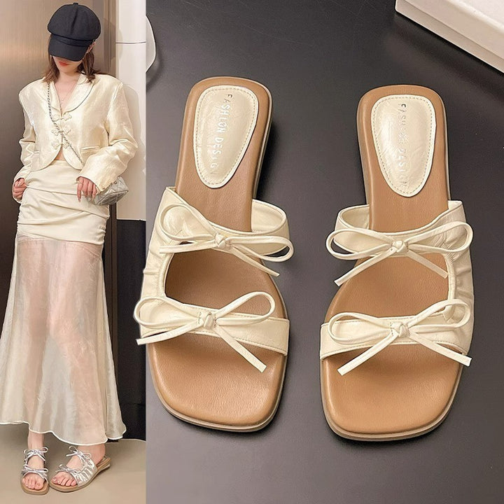 Femme Elegante Slide Sandaler med Sløjfedekoration Stilla