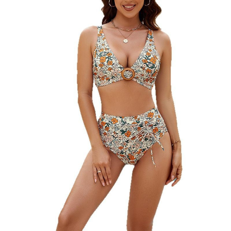 Dame bikinisæt med trendy ringdetalje og høj talje Stilla