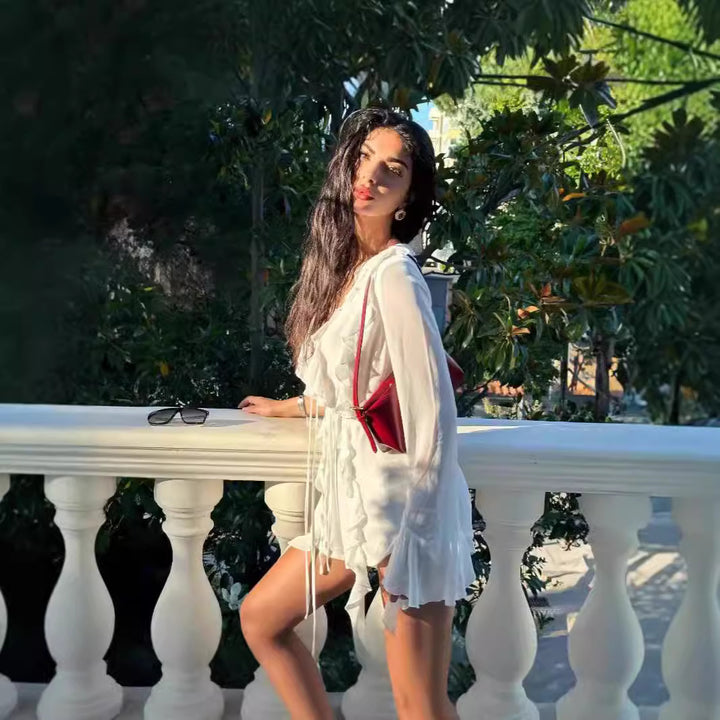 Femme Elegante Rüschen Chiffon Tunika Stilla
