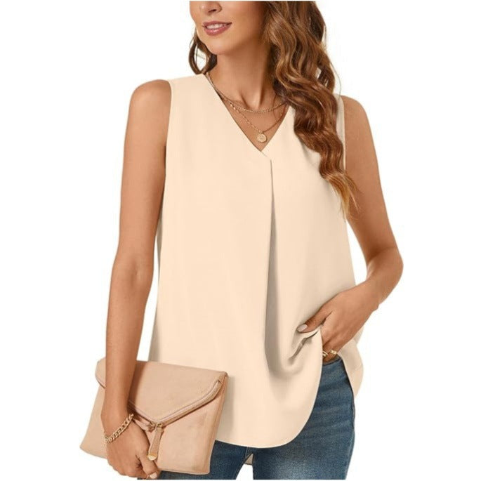 Dame let V-hals bluse med legende drapering Stilla
