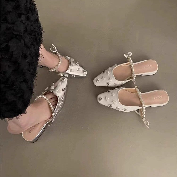 Femme Elegante Perleudsmykkede Slingback Mules Stilla