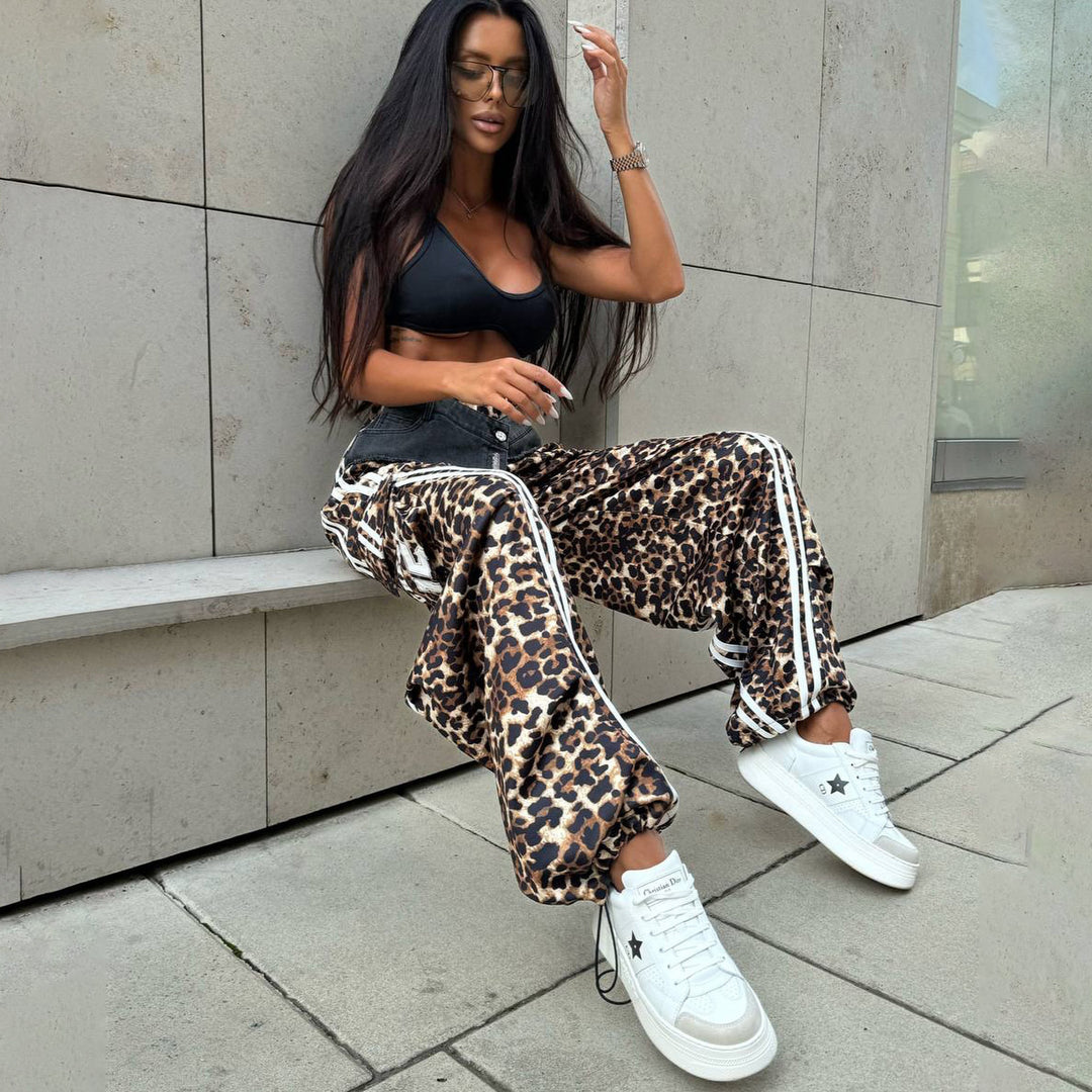 Kvinders casual og luftige leopardprint fritidsbukser Stilla